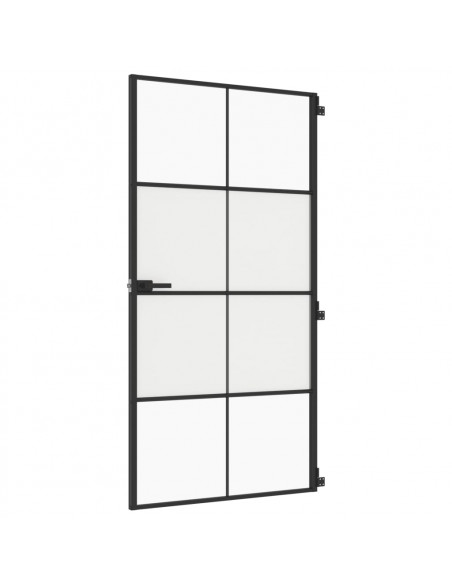 Porta Interni Sottile Nera 102,5x201,5Vetro Temperato Alluminio