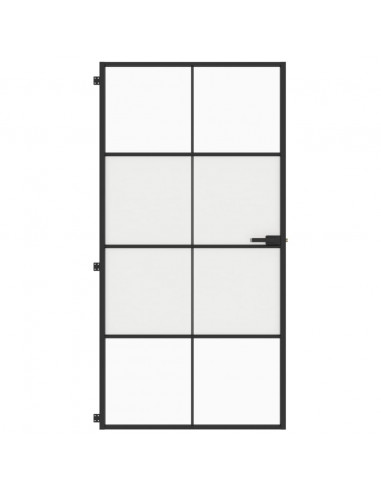 Porta Interni Sottile Nera 102,5x201,5Vetro Temperato Alluminio