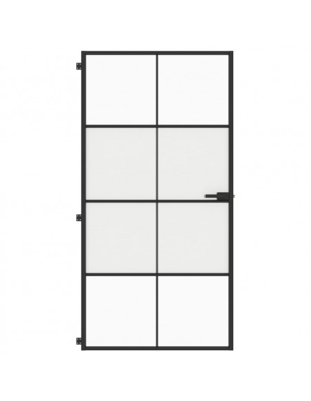 Porta Interni Sottile Nera 102,5x201,5Vetro Temperato Alluminio