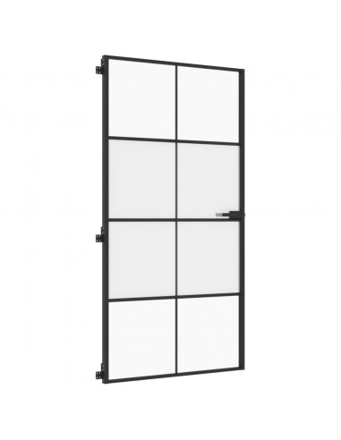 Porta Interni Sottile Nera 102,5x201,5Vetro Temperato Alluminio