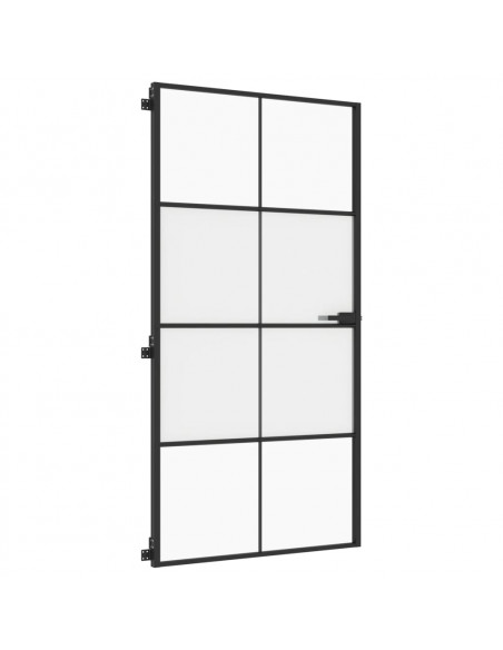 Porta Interni Sottile Nera 102,5x201,5Vetro Temperato Alluminio
