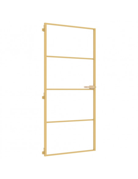 Porta Interni Sottile Oro 93x201,5cm Vetro Temperato Alluminio