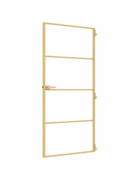Porta Interni Sottile Oro 93x201,5cm Vetro Temperato Alluminio