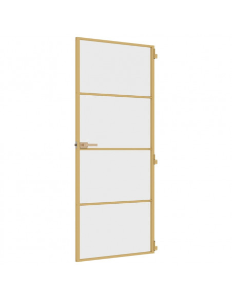 Porta Interni Sottile Oro 83x201,5cm Vetro Temperato Alluminio