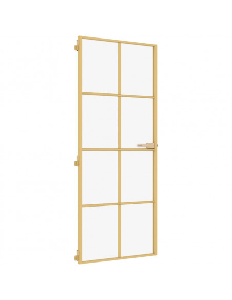 Porta Interni Sottile Oro 93x201,5cm Vetro Temperato Alluminio