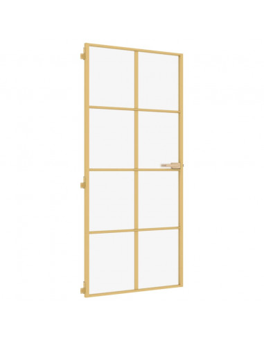Porta Interni Sottile Oro 93x201,5cm Vetro Temperato Alluminio