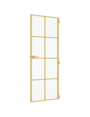 Porta Interni Sottile Oro 76x201,5cm Vetro Temperato Alluminio