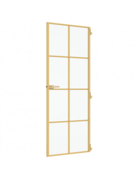 Porta Interni Sottile Oro 76x201,5cm Vetro Temperato Alluminio