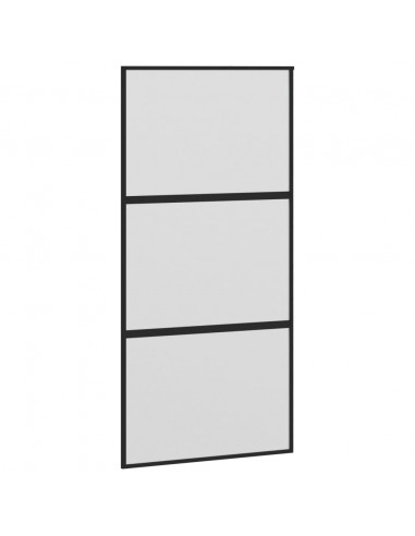Porta Scorrevole Nera 102,5x205 cm Vetro Temperato e Alluminio