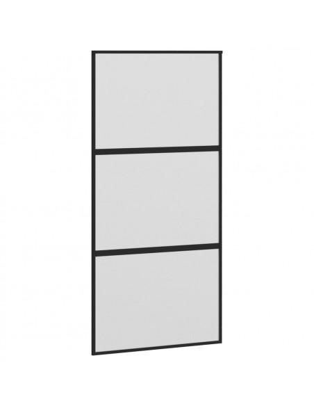 Porta Scorrevole Nera 102,5x205 cm Vetro Temperato e Alluminio