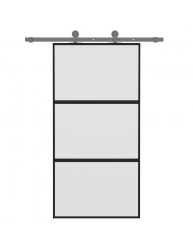 Porta Scorrevole Nera 102,5x205 cm Vetro Temperato e Alluminio