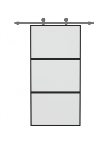 Porta Scorrevole Nera 102,5x205 cm Vetro Temperato e Alluminio