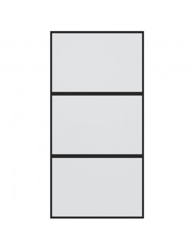 Porta Scorrevole Nera 102,5x205 cm Vetro Temperato e Alluminio