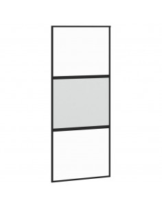 Porta Scorrevole Nera 90x205 cm in Vetro Temperato e Alluminio 2