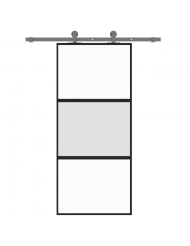 Porta Scorrevole Nera 90x205 cm in Vetro Temperato e Alluminio