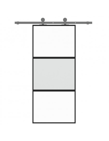 Porta Scorrevole Nera 90x205 cm in Vetro Temperato e Alluminio