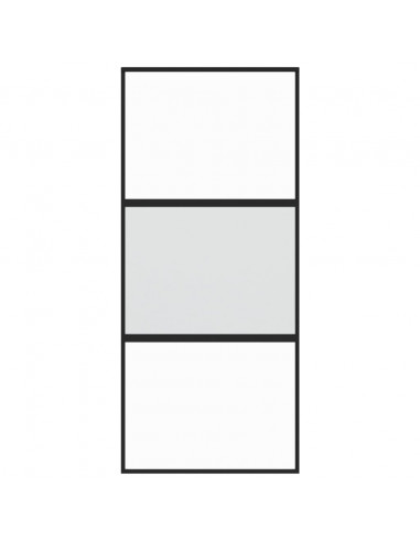 Porta Scorrevole Nera 90x205 cm in Vetro Temperato e Alluminio