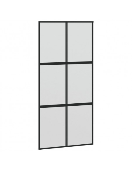 Porta Scorrevole Nera 102,5x205 cm Vetro Temperato e Alluminio
