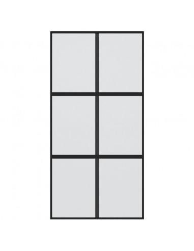 Porta Scorrevole Nera 102,5x205 cm Vetro Temperato e Alluminio