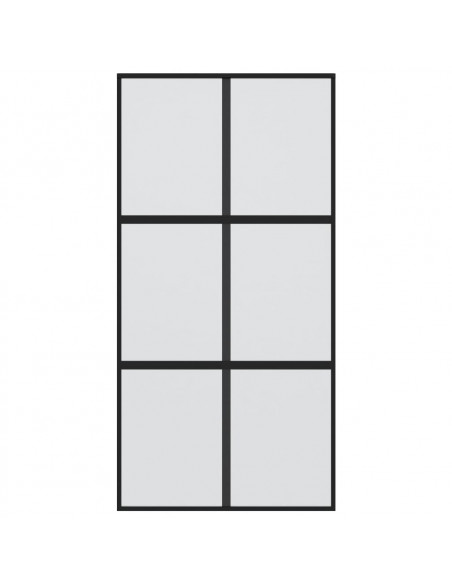 Porta Scorrevole Nera 102,5x205 cm Vetro Temperato e Alluminio