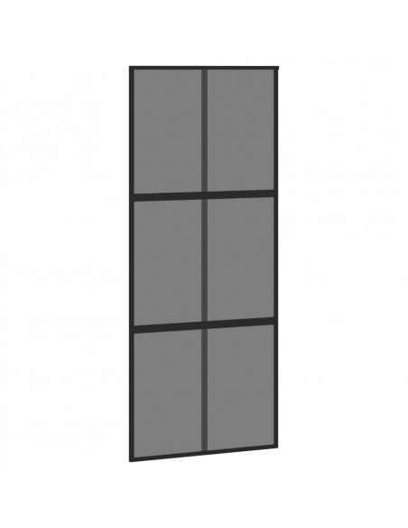Porta Scorrevole Nera 90x205 cm in Vetro Temperato e Alluminio
