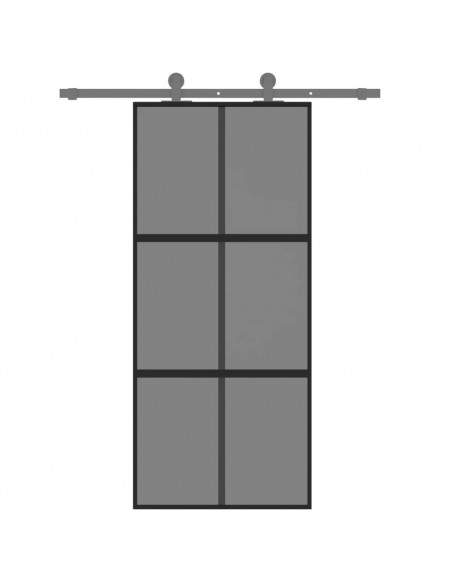 Porta Scorrevole Nera 90x205 cm in Vetro Temperato e Alluminio