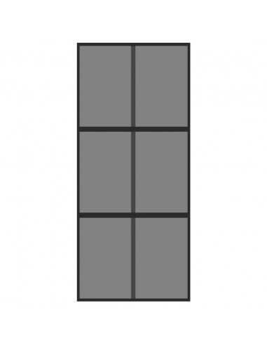 Porta Scorrevole Nera 90x205 cm in Vetro Temperato e Alluminio