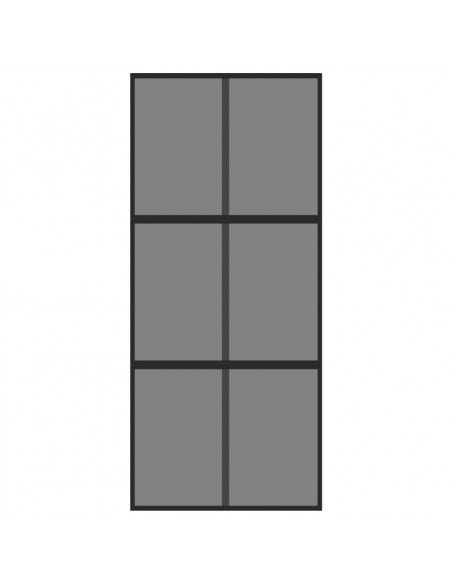 Porta Scorrevole Nera 90x205 cm in Vetro Temperato e Alluminio