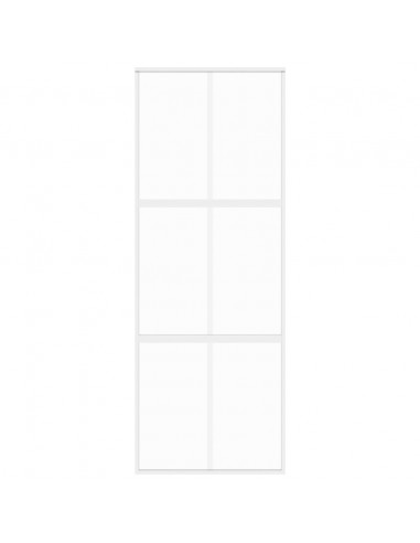 Porta Scorrevole Bianca 76x205 cm Vetro Temperato e Alluminio