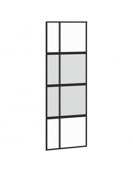 Porta Scorrevole Nera 76x205 cm in Vetro Temperato e Alluminio