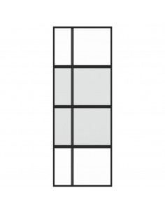 Porta Scorrevole Nera 76x205 cm in Vetro Temperato e Alluminio 2