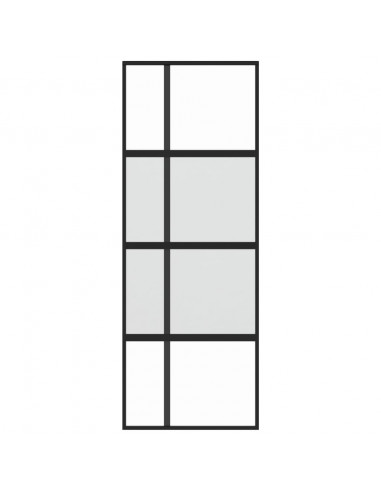 Porta Scorrevole Nera 76x205 cm in Vetro Temperato e Alluminio