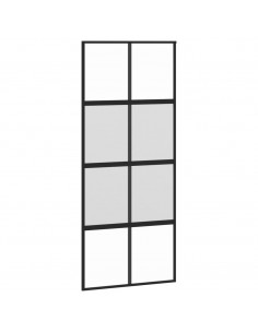 Porta Scorrevole Nera 90x205 cm in Vetro Temperato e Alluminio 2