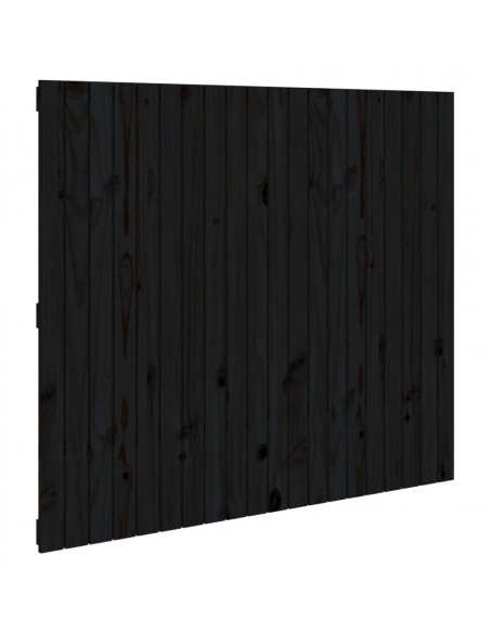 Testiera da Parete Nera 127,5x3x110cm in Legno Massello di Pino