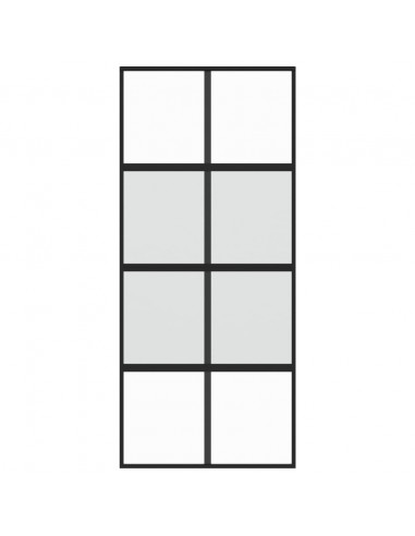 Porta Scorrevole Nera 90x205 cm in Vetro Temperato e Alluminio