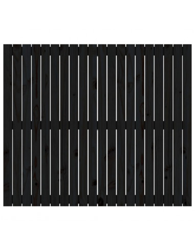 Testiera da Parete Nera 127,5x3x110cm in Legno Massello di Pino