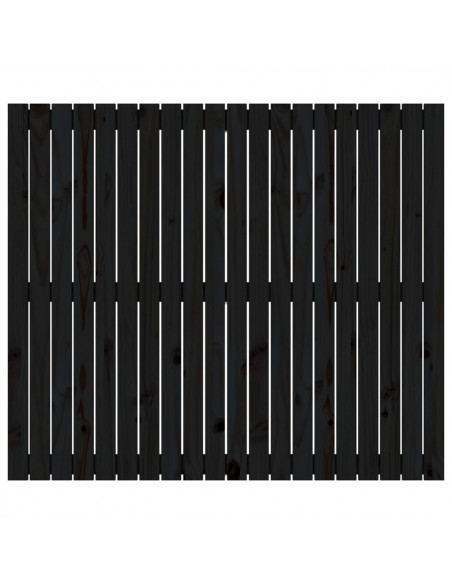 Testiera da Parete Nera 127,5x3x110cm in Legno Massello di Pino