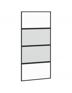Porta Scorrevole Nera 102,5x205 cm Vetro Temperato e Alluminio 2