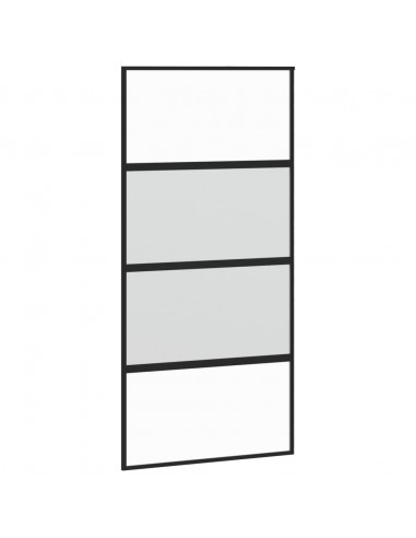 Porta Scorrevole Nera 102,5x205 cm Vetro Temperato e Alluminio