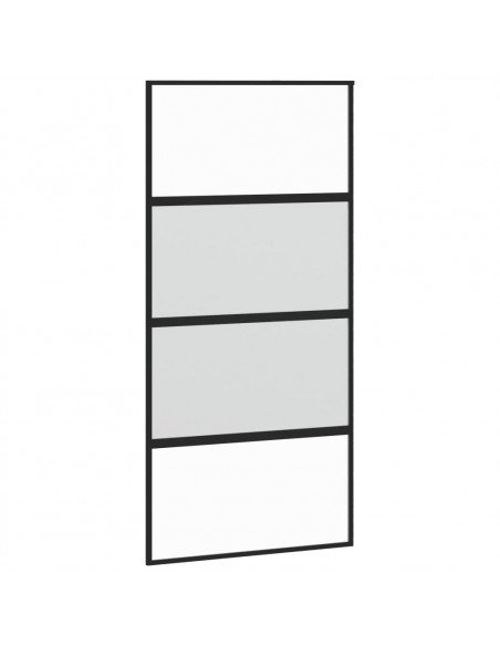 Porta Scorrevole Nera 102,5x205 cm Vetro Temperato e Alluminio