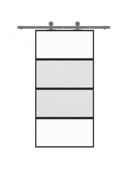 Porta Scorrevole Nera 102,5x205 cm Vetro Temperato e Alluminio