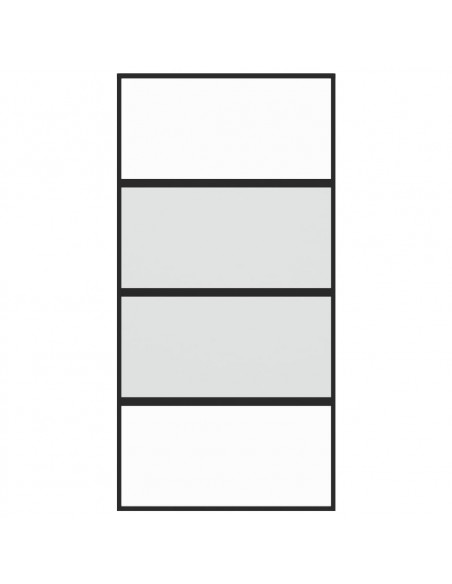 Porta Scorrevole Nera 102,5x205 cm Vetro Temperato e Alluminio