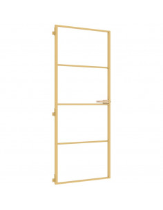 Porta Interni Sottile Oro 83x201,5cm Vetro Temperato Alluminio 2