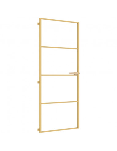 Porta Interni Sottile Oro 83x201,5cm Vetro Temperato Alluminio