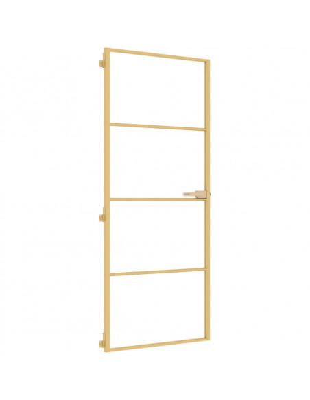 Porta Interni Sottile Oro 83x201,5cm Vetro Temperato Alluminio