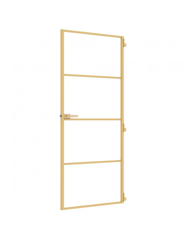 Porta Interni Sottile Oro 83x201,5cm Vetro Temperato Alluminio