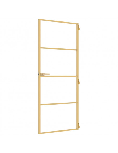 Porta Interni Sottile Oro 83x201,5cm Vetro Temperato Alluminio