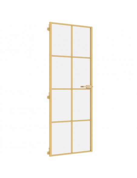 Porta Interni Sottile Oro 76x201,5cm Vetro Temperato Alluminio