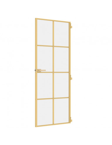 Porta Interni Sottile Oro 76x201,5cm Vetro Temperato Alluminio