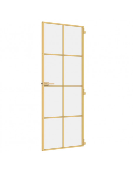 Porta Interni Sottile Oro 76x201,5cm Vetro Temperato Alluminio